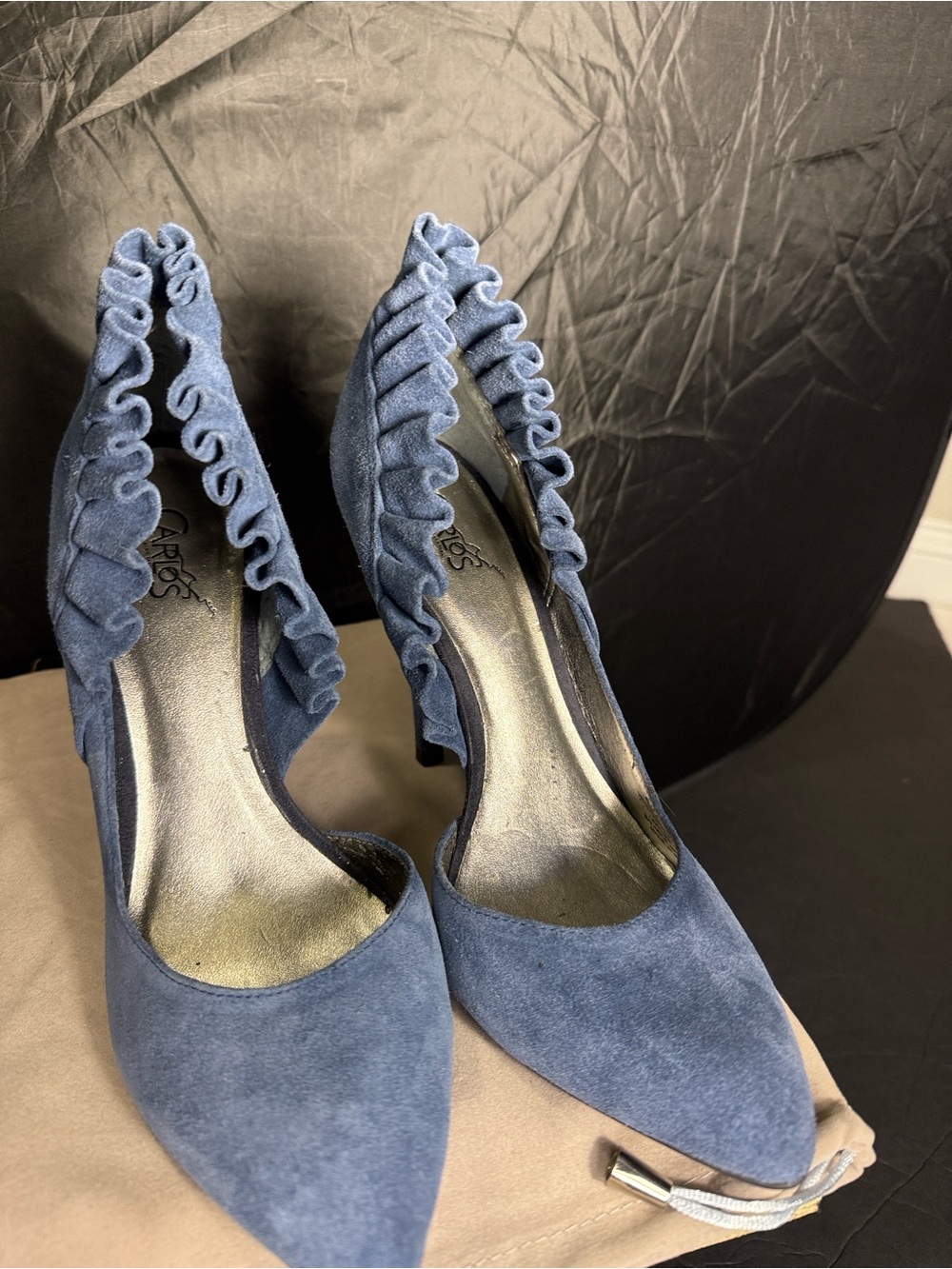 Carlos by Carlos Santana Blue Suede Pointed-Toe Stiletto Heels